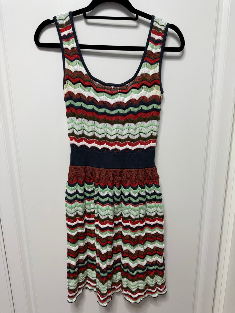 Missoni Multicolor Chevron Knit Sleeveless Dress Open Back Medium
